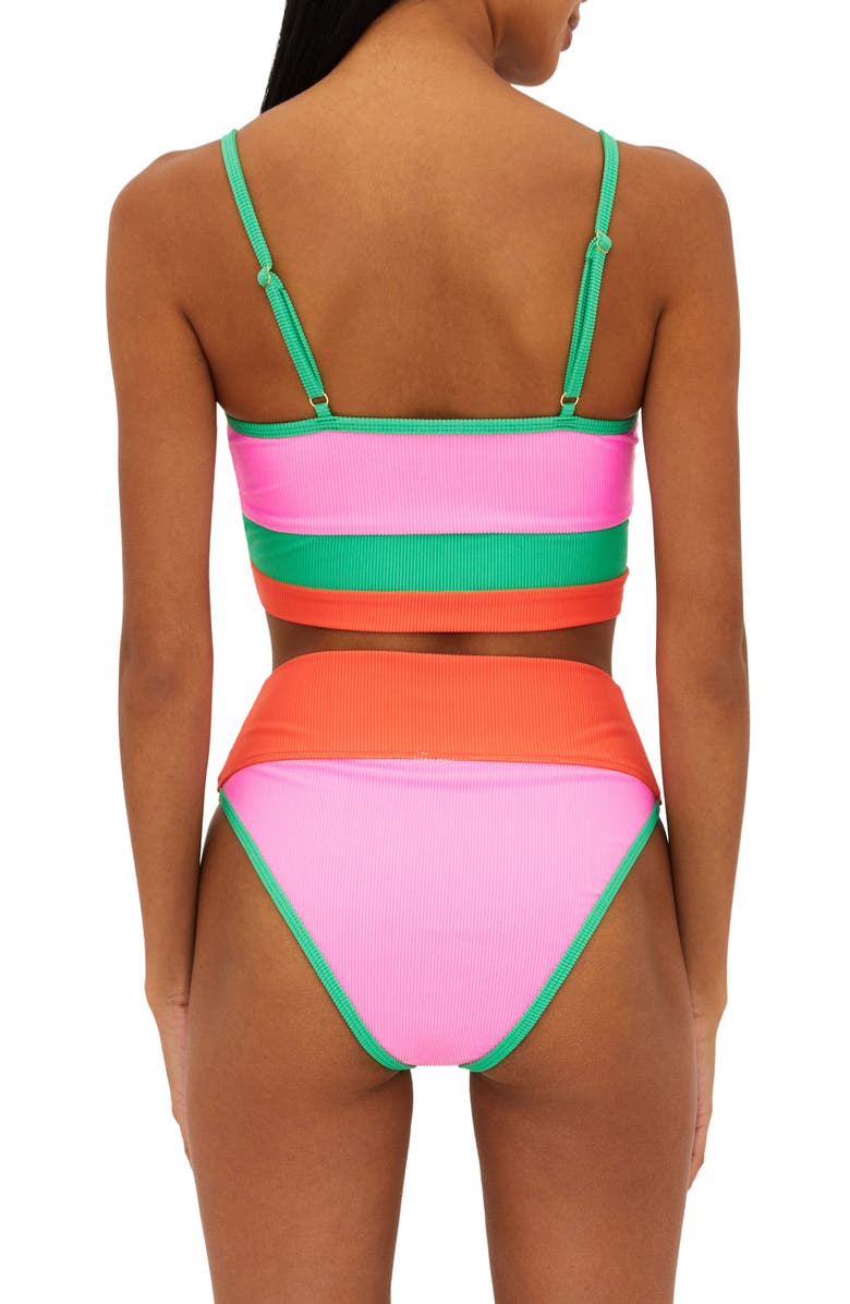 Beach Riot Emmy Colorblock High Waist Bikini Bottoms, Alternate, color, Coral Beach Colorblock