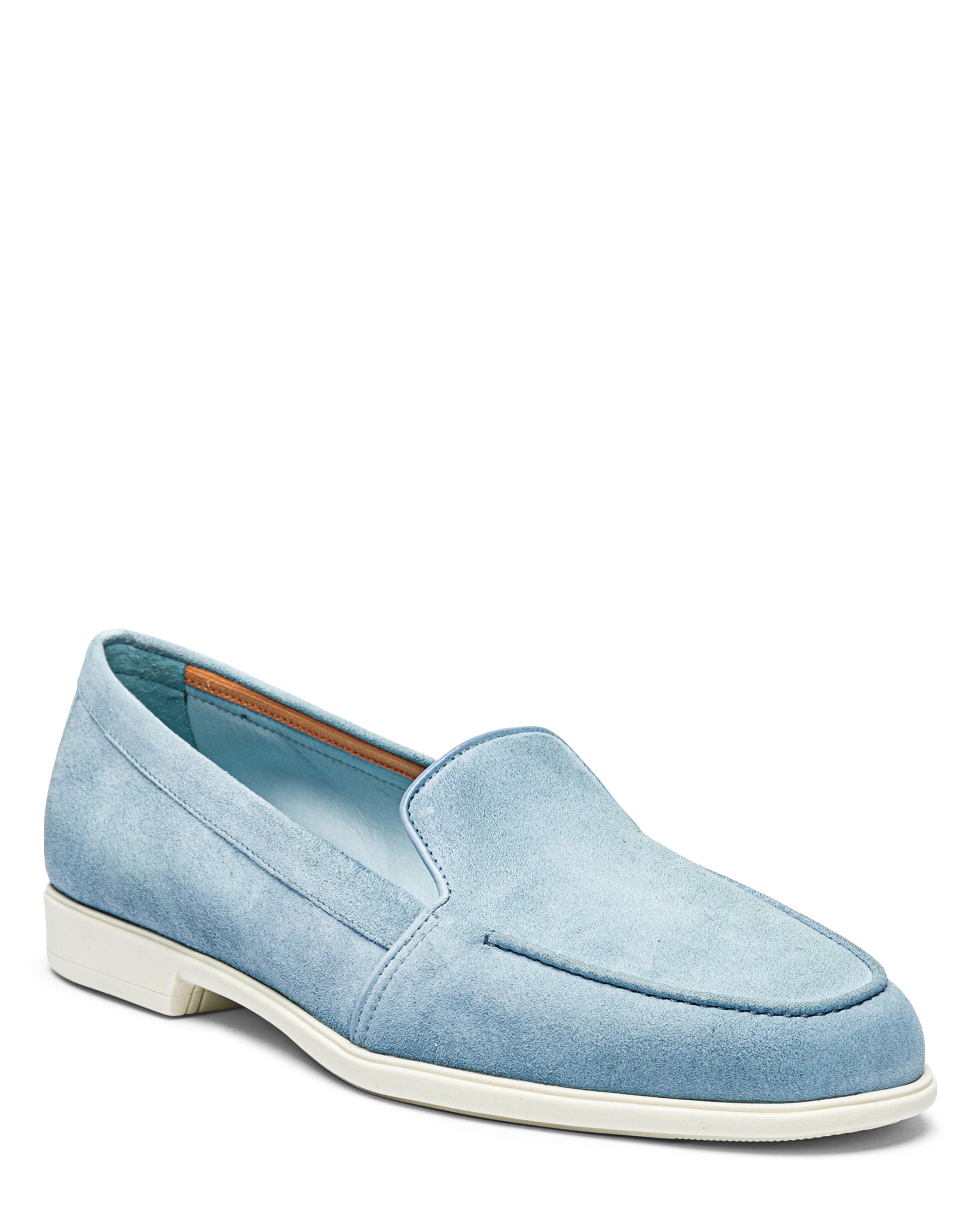 Santoni Women's Suede Loafer, Alternate, color, Light Blue