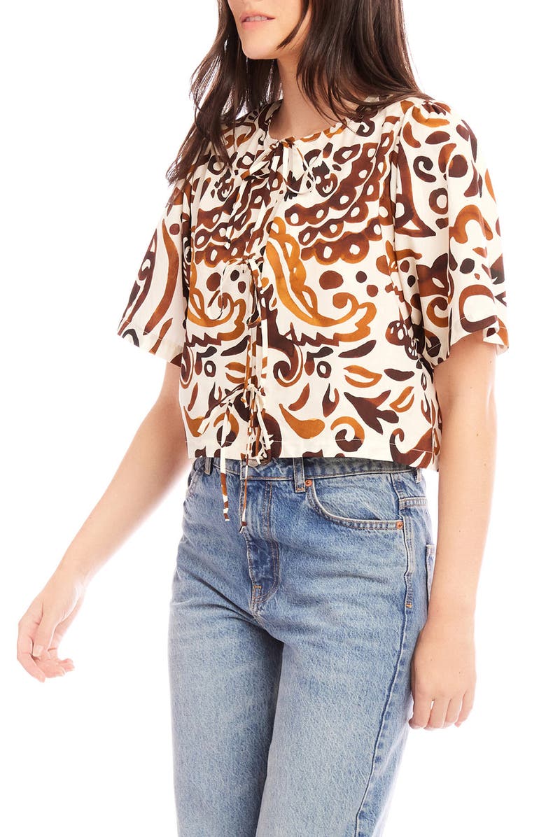 FIFTEEN TWENTY Nadine Bow Detail Crop Top, Alternate, color, Batik Print
