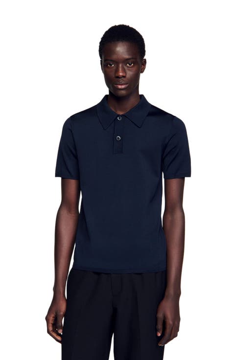 Short-sleeve knitted polo shirt