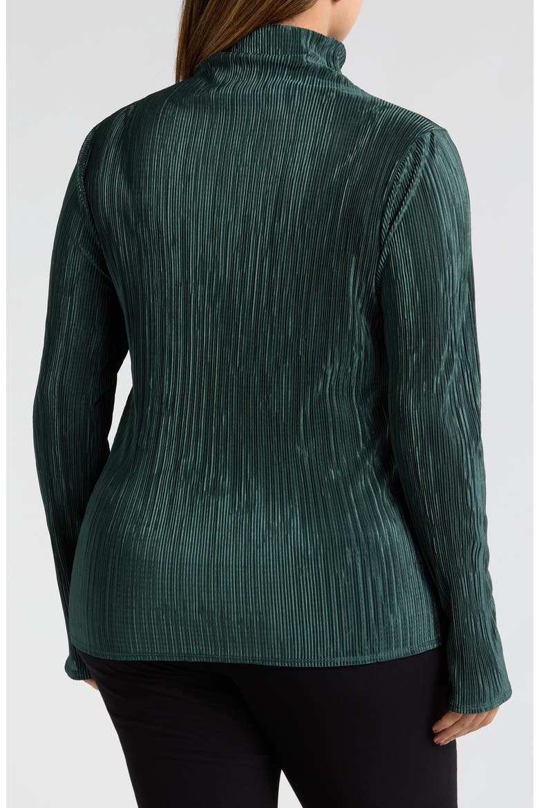 Long Sleeve Plissé Turtleneck Top, Alternate, color, OLIVE