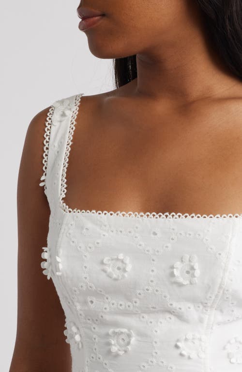 City Studio Embroidered Sleeveless Cotton Minidress In White