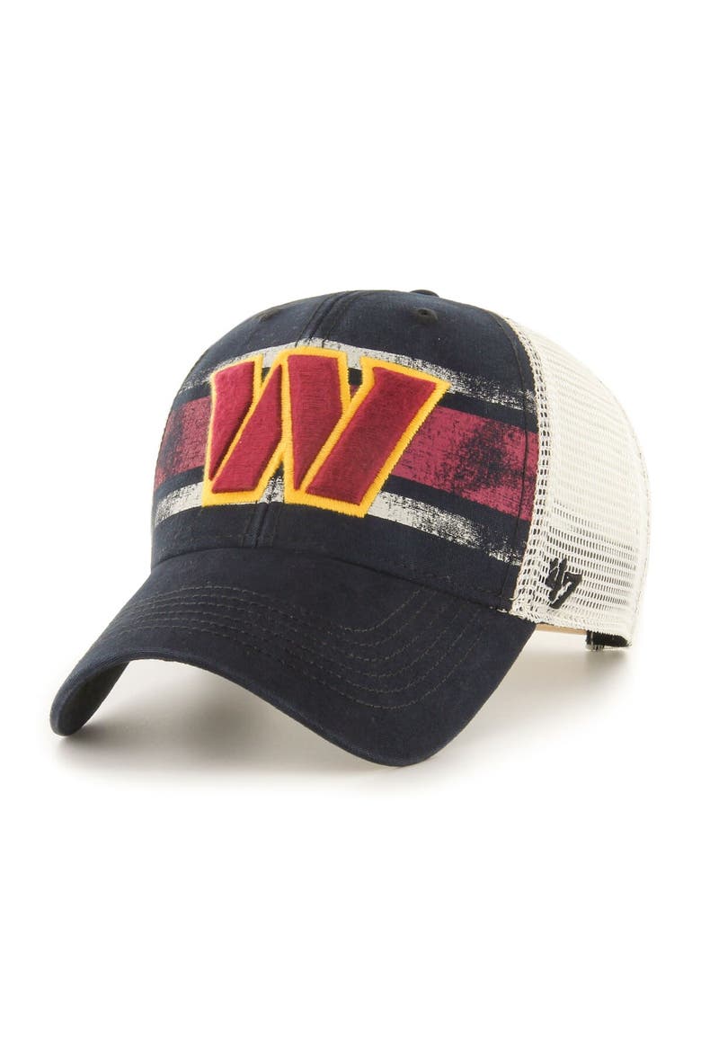 Men's '47 Black/Natural Washington Commanders Interlude MVP Trucker Snapback Hat, Main, color, Black