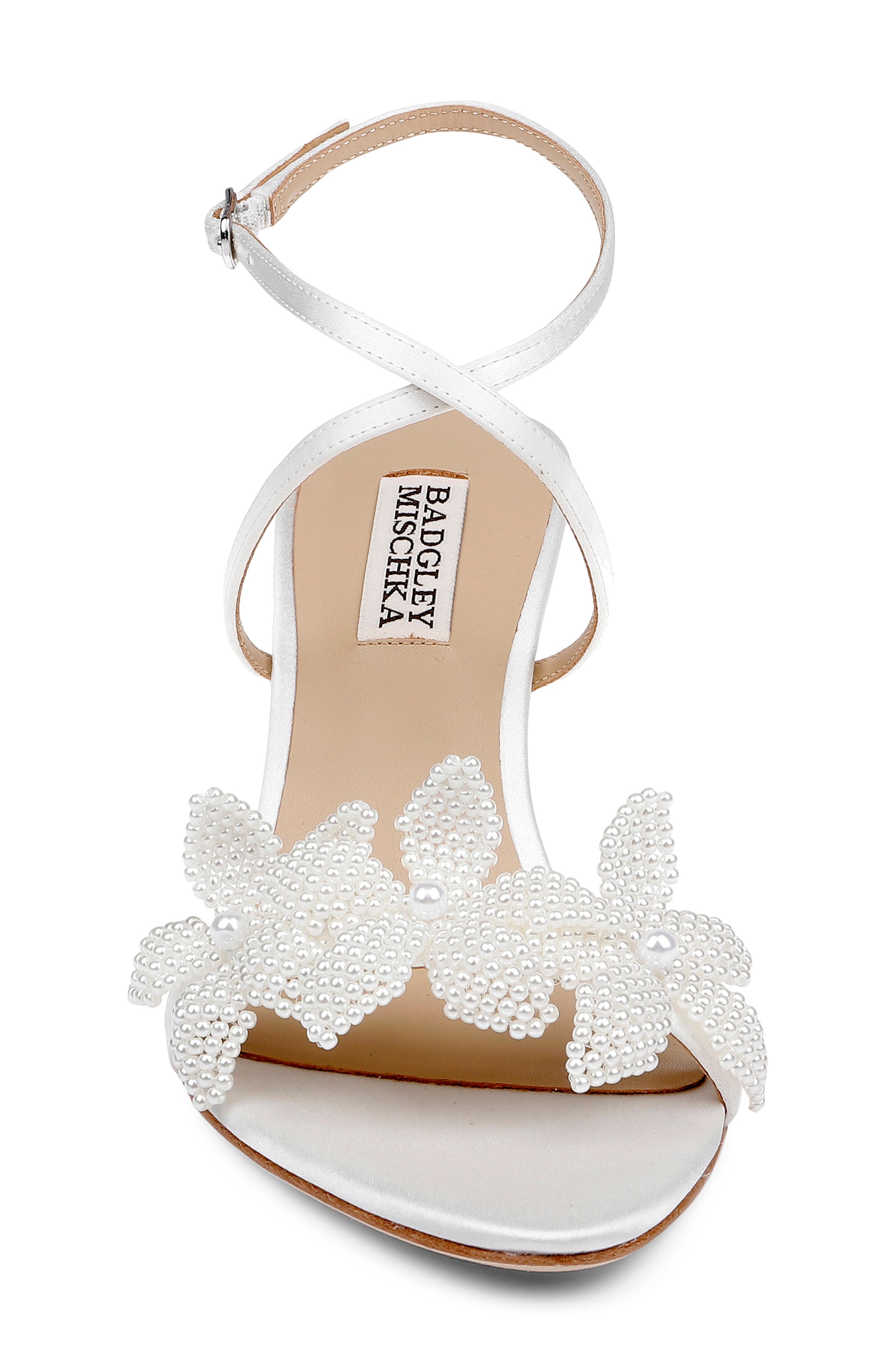 Badgley Mischka Collection Whitney Ankle Strap Pointed Toe Sandal, Alternate, color, White Satin