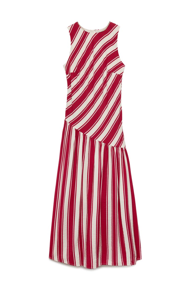 Stripe Drop Waist Sleeveless Maxi Dress, Main, color, RED MIX