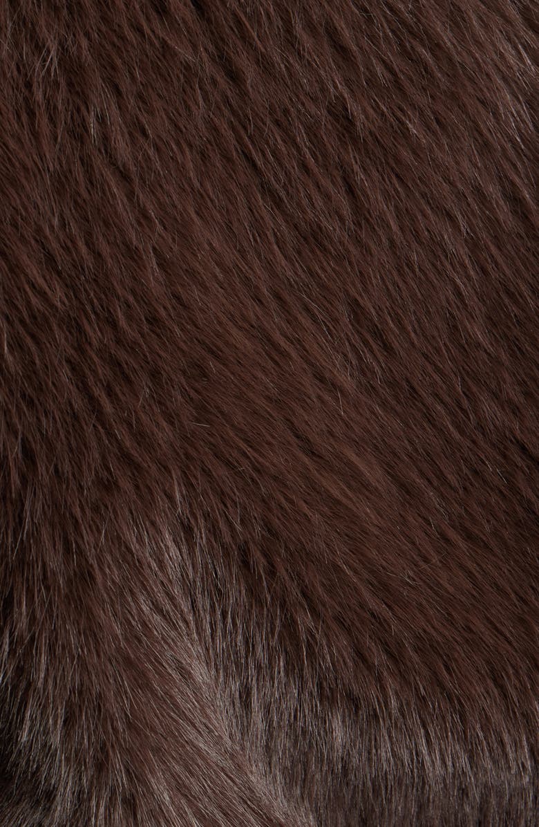 BCBG Cropped Faux Fur Jacket, Alternate, color, Dark Mocha