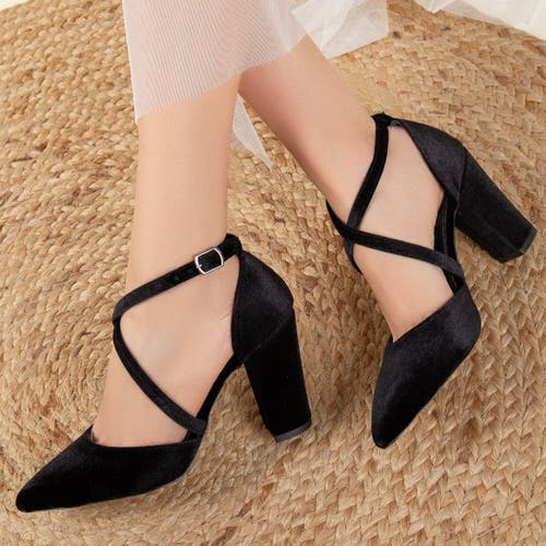 Forever & Always Shoes Women's Sina - Black Velvet High Heels In Black Velvet