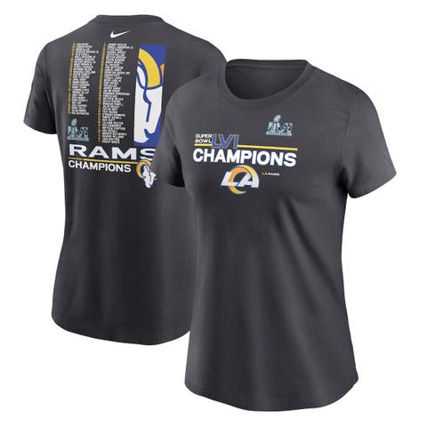 Women's Nike Anthracite Los Angeles Rams Super Bowl LVI Champions Roster T-Shirt