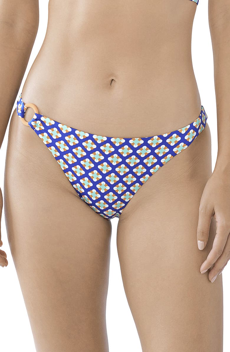 Huit O-Ring Hipster Bikini Bottoms, Main, color, Blue Print