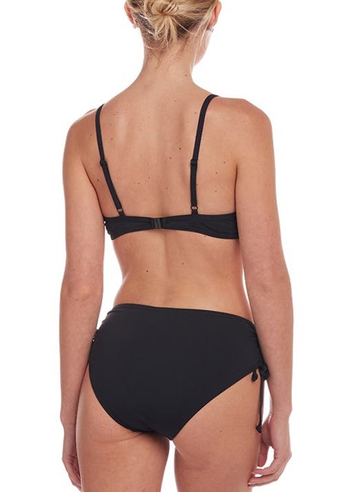 Lascana Side Tie Lace Trim Bikini Bottom In Black