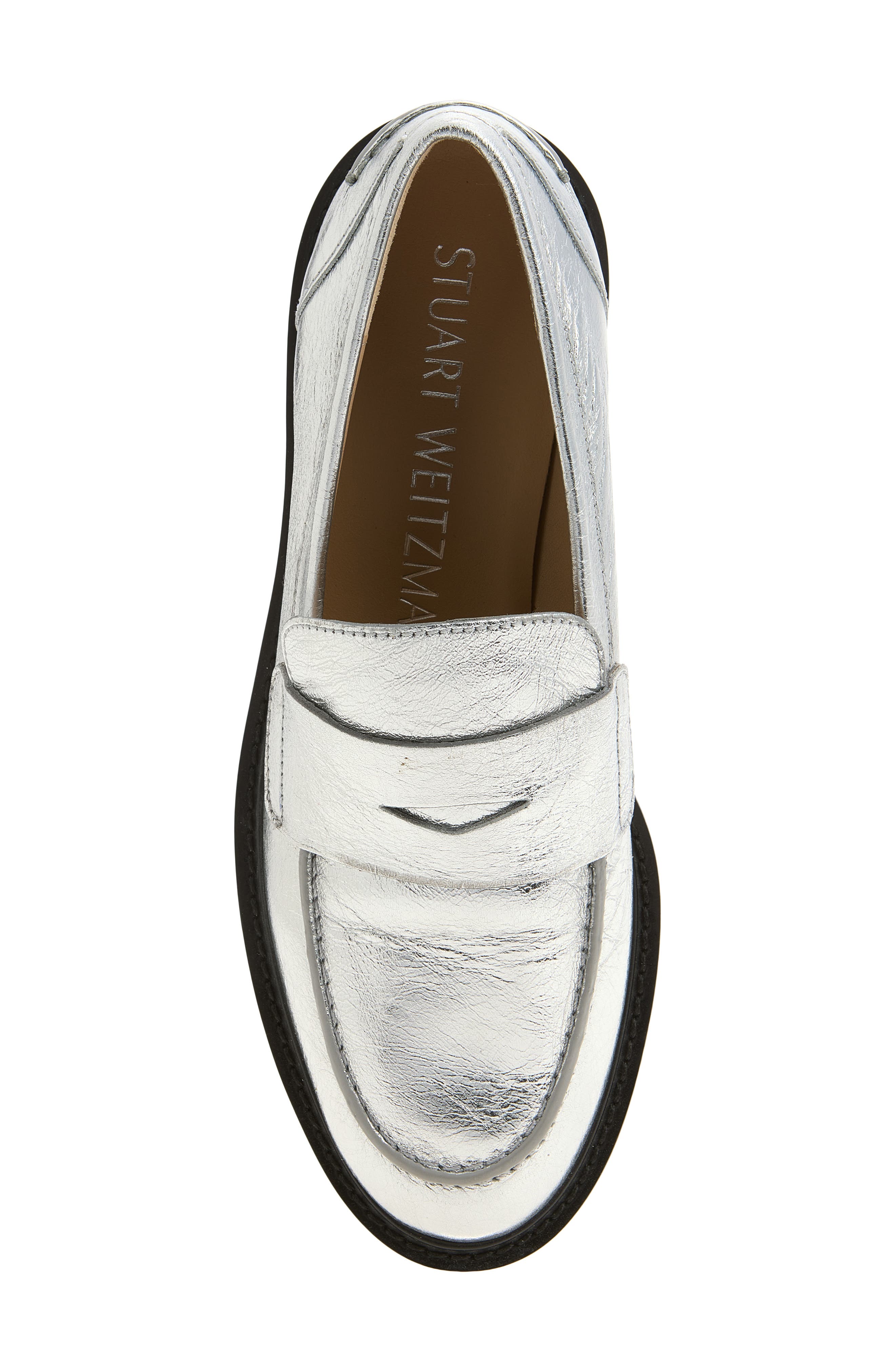 Parker Lift Lug Sole Penny Loafer, Alternate, color, SILVER