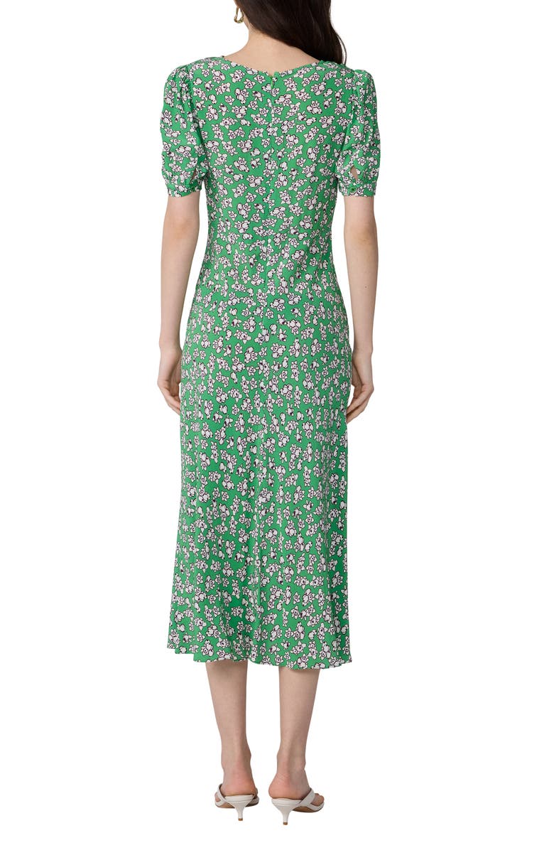Diane von Furstenberg Molly Floral Midi Dress, Alternate, color, Kalamata Mini Indian Green