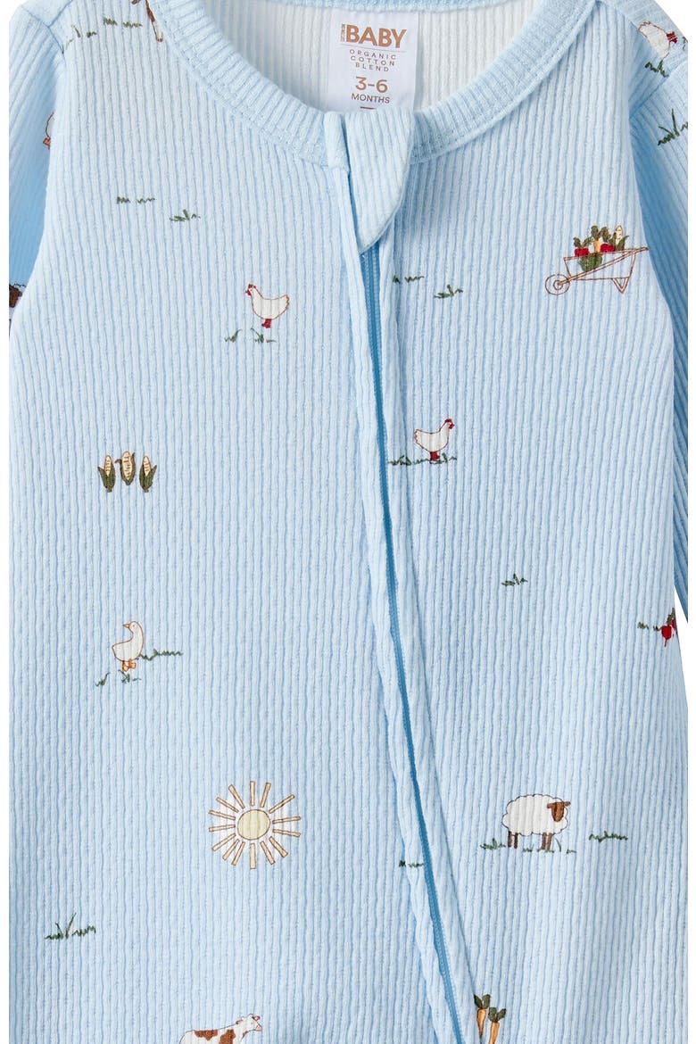 Littlie Organic Long Sleeve Zip All In One Romper, Alternate, color, Blue Whispers Meadow