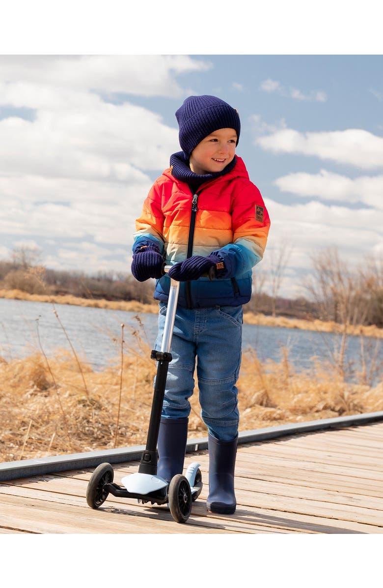 Deux par Deux Boy Quilted Mid-Season Gradient Jacket, Alternate, color, Orange And Blue Gradient