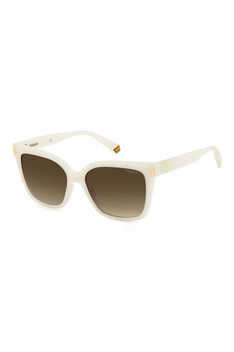 54mm Polarized Cat Eye Sunglasses, Alternate, color, WHITE/ BROWN GRAD POLAR