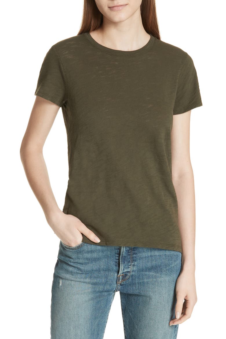 Schoolboy Cotton Crewneck T-Shirt, Main, color, PINE