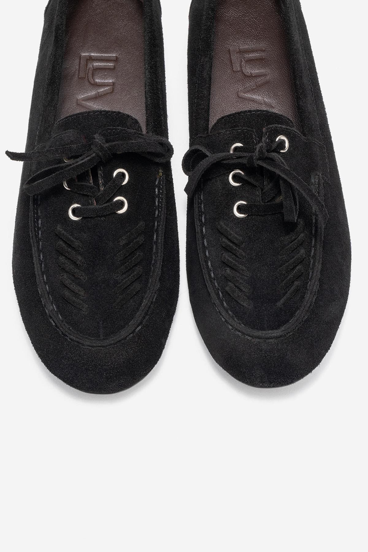 Forever 
Always Shoes Lorven Leather Lace Up Loafer, Alternate, color, Black Suede Leather