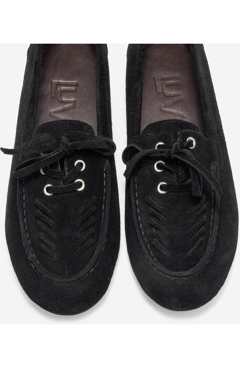 Forever & Always Shoes Lorven Leather Lace Up Loafer, Alternate, color, Black Suede Leather