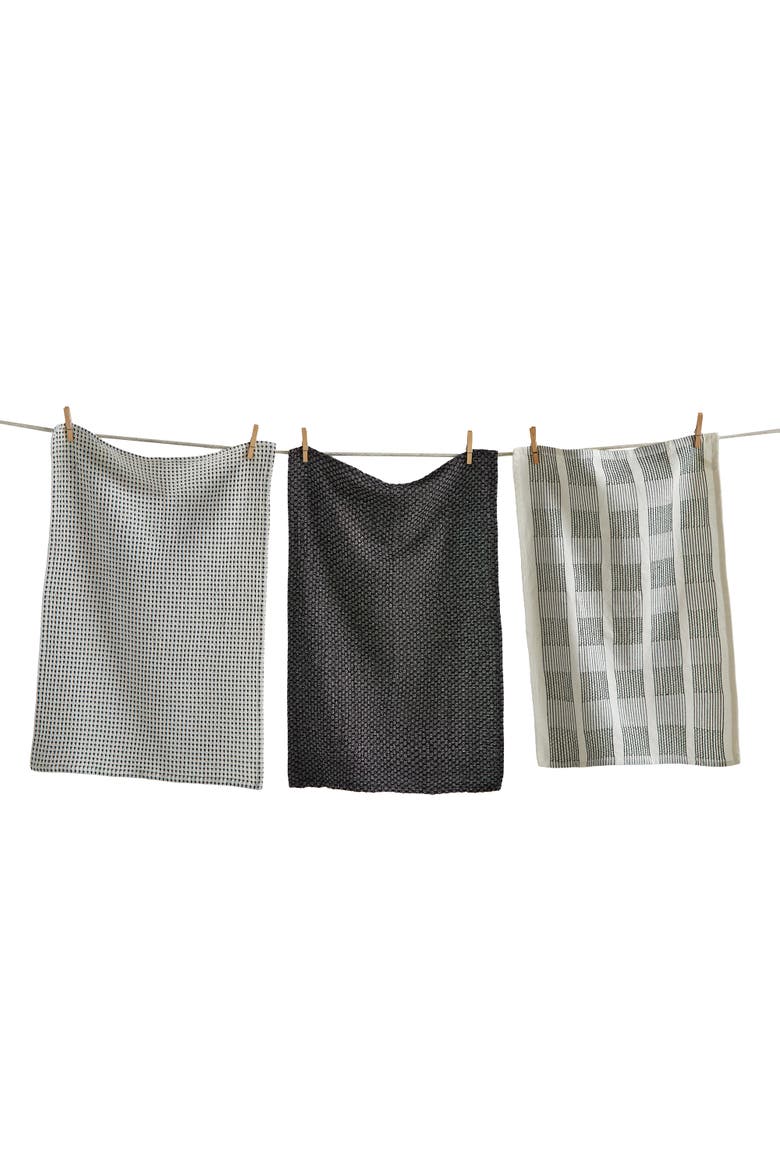 Sonoma Dishtowel S/3 Black Black Cotton Everyday, Main, color, Black