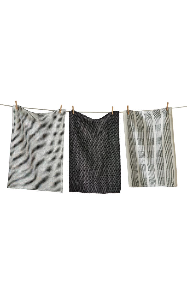 tag Sonoma Dishtowel S/3 Black Black Cotton Everyday, Main, color, Black