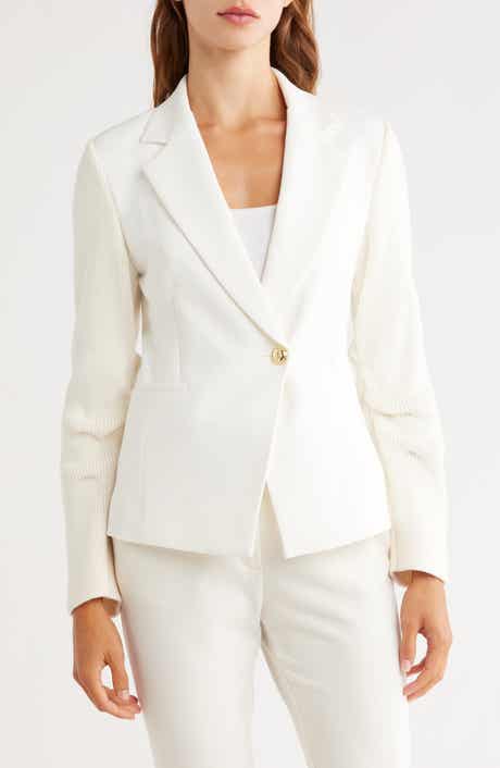 Derek Lam 10 Crosby Flora Mixed Media Blazer