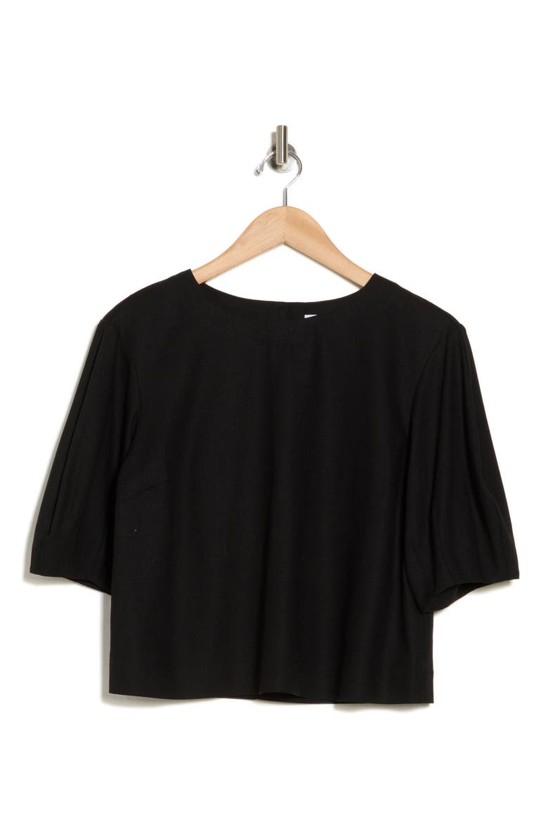 Balloon Sleeve Top, Alternate, color, BLACK