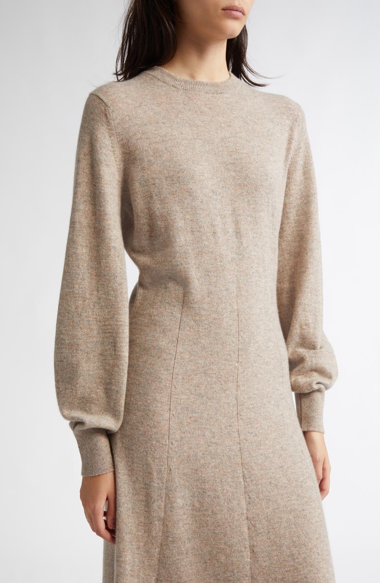 Johnstons of Elgin Long Sleeve Cashmere Sweater Dress, Alternate, color, Ash