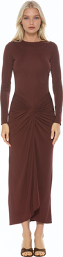 Alexia Admor Revel Long Sleeve Draped Skirt Maxi Dress