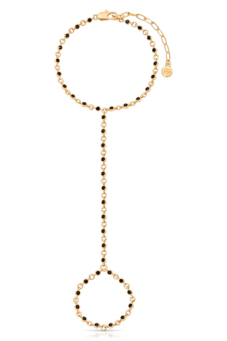 Crystal Bezel Hand Chain, Main, color, BLACK