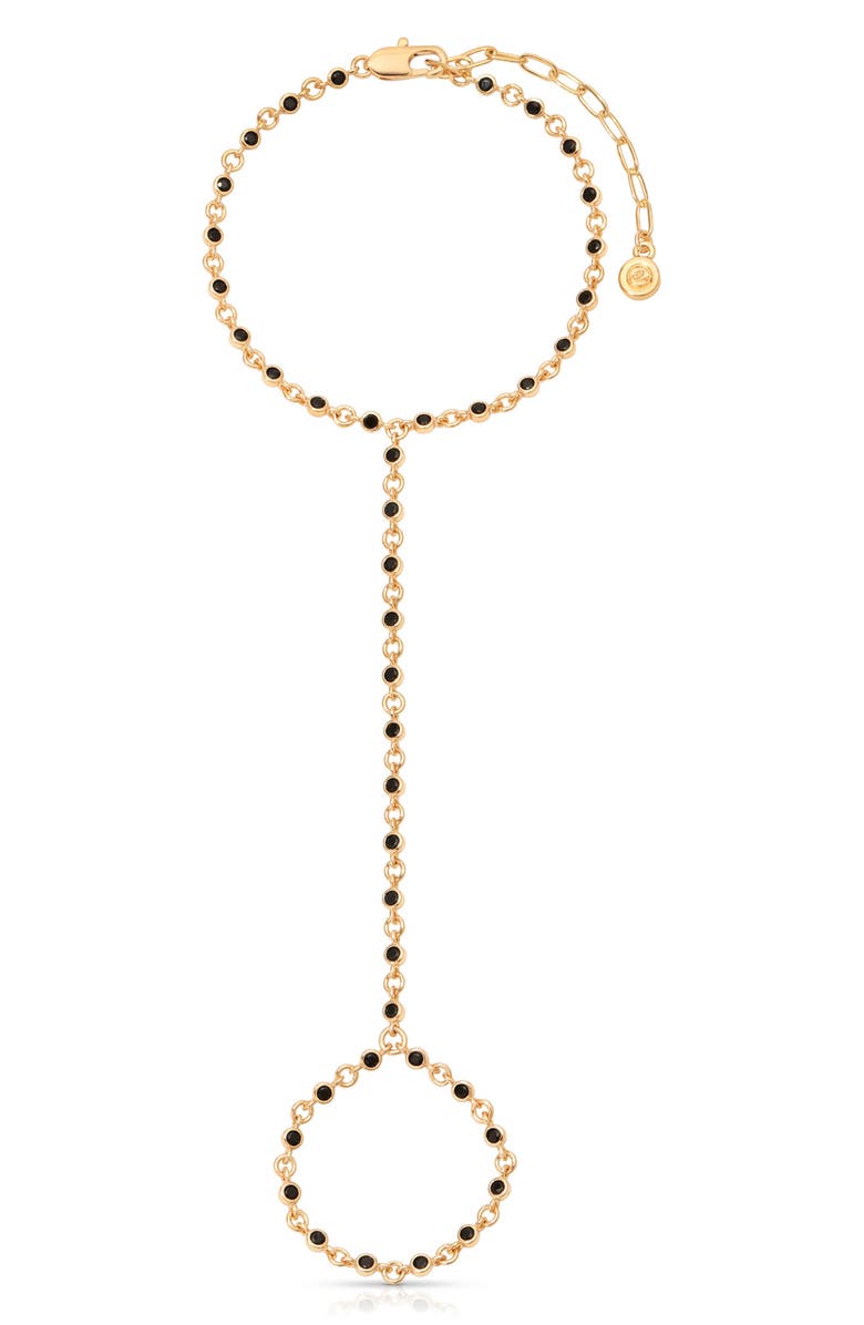 Ettika Crystal Bezel Hand Chain, Main, color, Black