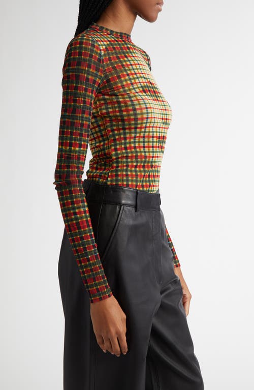 Jean Paul Gaultier Portrait Print Long Sleeve Mesh Top In Multi