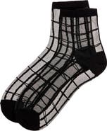 MeMoi Sheer Plaid Ankle Socks