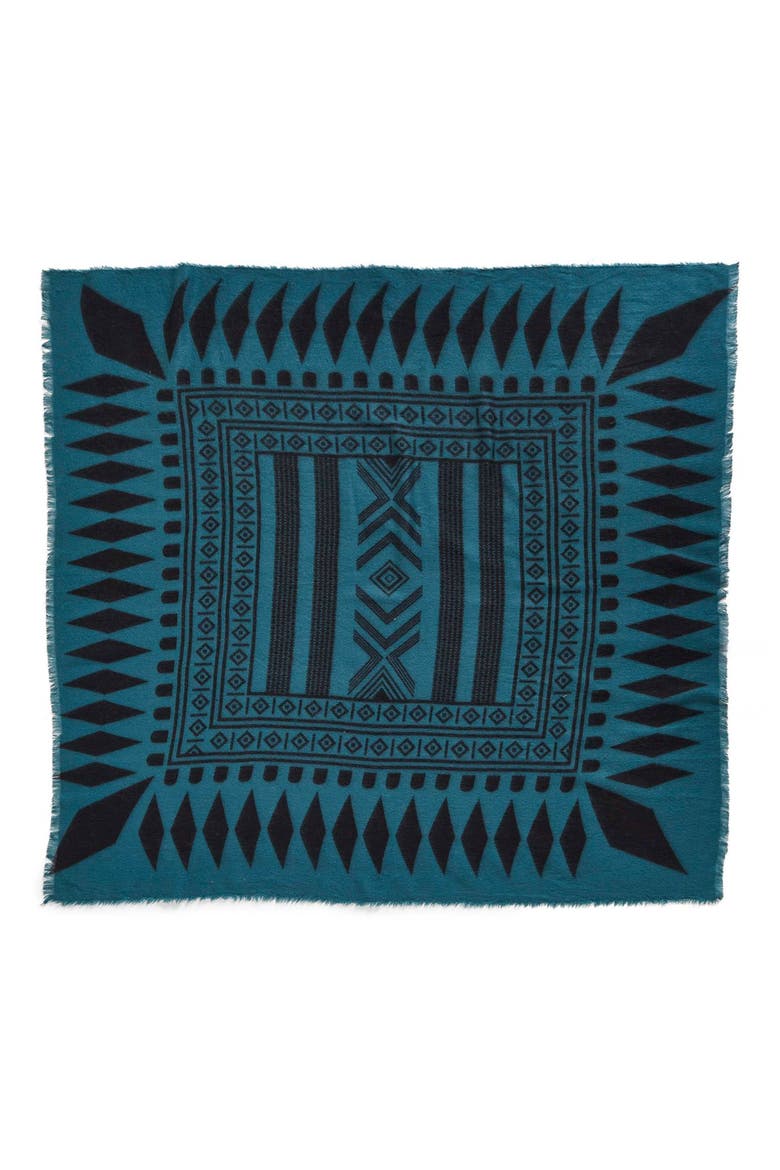 Geometric Scarf, Alternate, color, TEAL/ BLACK