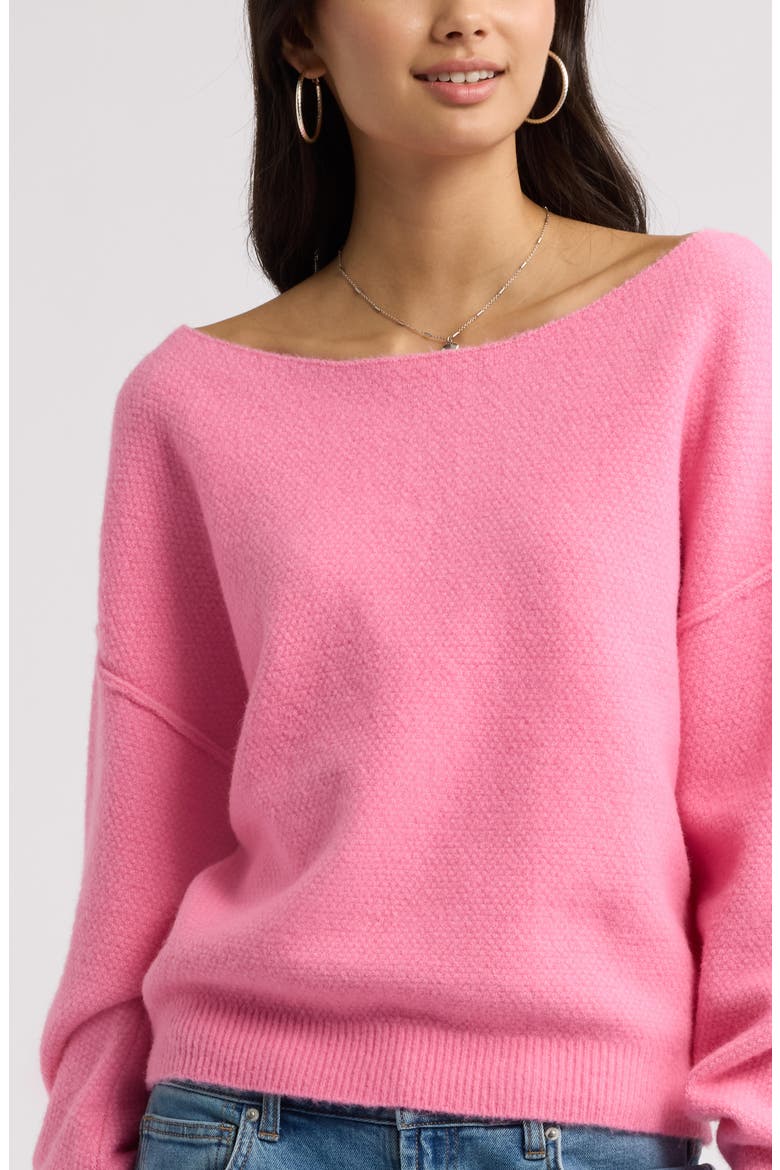 Off the Shoulder Sweater, Alternate, color, PINK AURORA