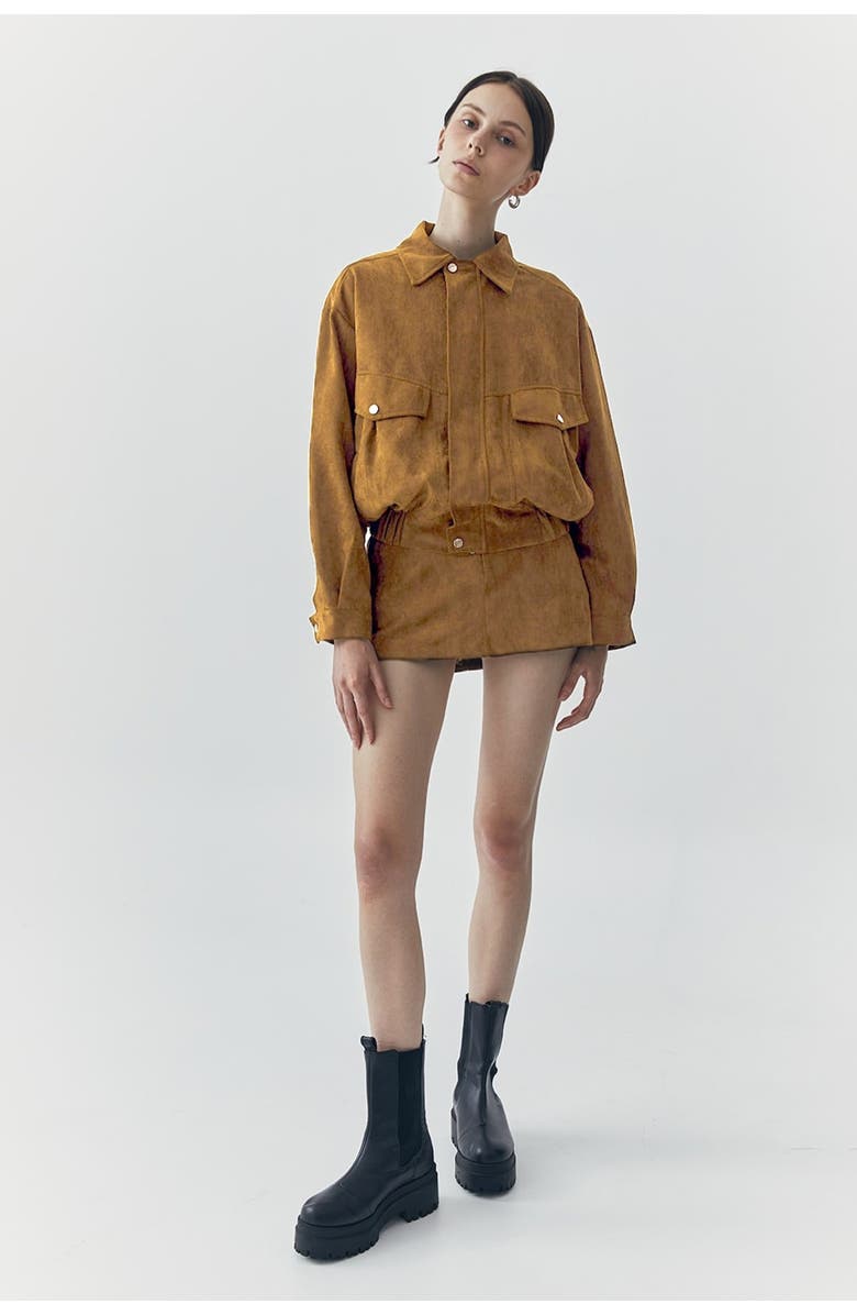ATS Remi Suede Jacket And Skort Set, Alternate, color, Light Brown
