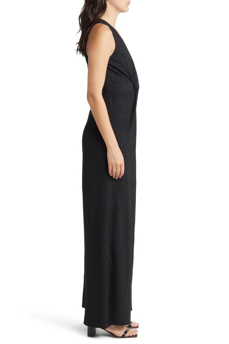 Plissé Sleeveless Wide Leg Jumpsuit, Alternate, color, BLACK