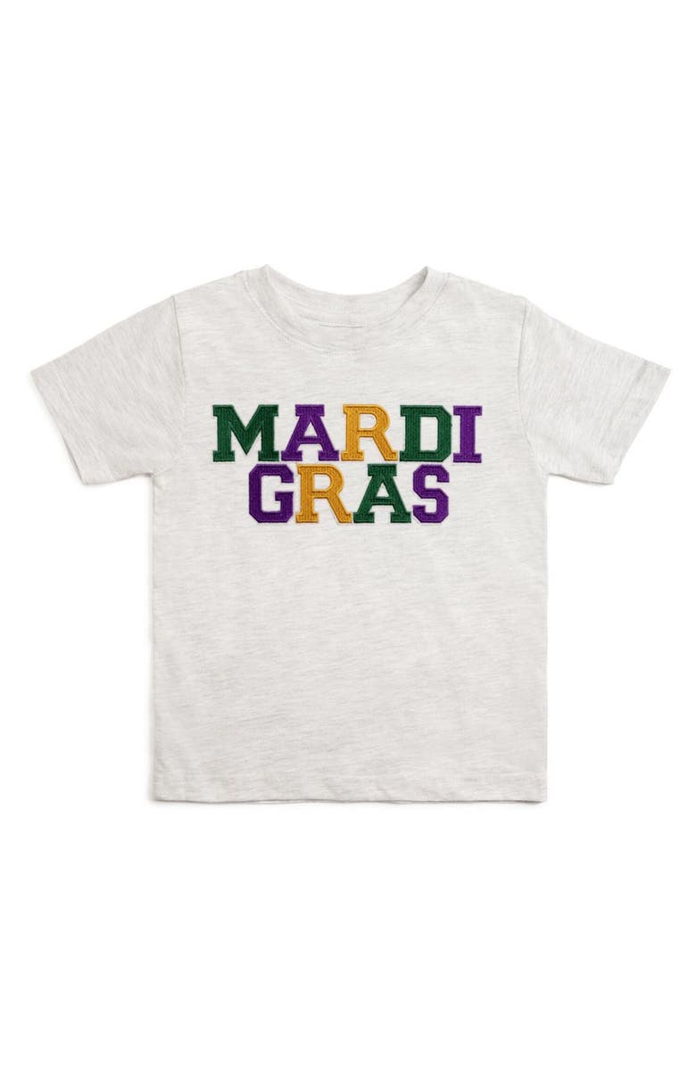 Sweet Wink Mardi Gras Patch Short Sleeve T-Shirt, Main, color, Ash
