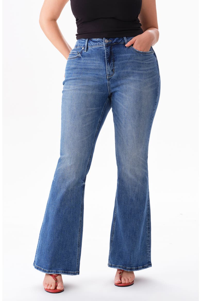High Waist Flare Jeans, Main, color, VINTAQUA