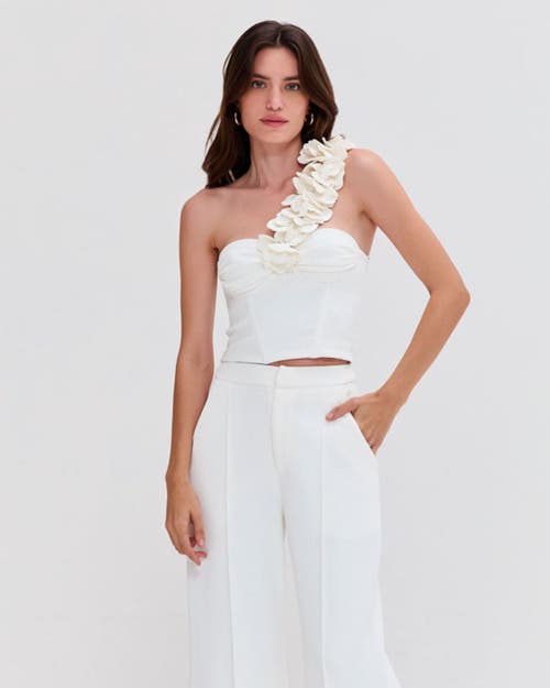 Patbo Merian Knit One Shoulder Top In Off White