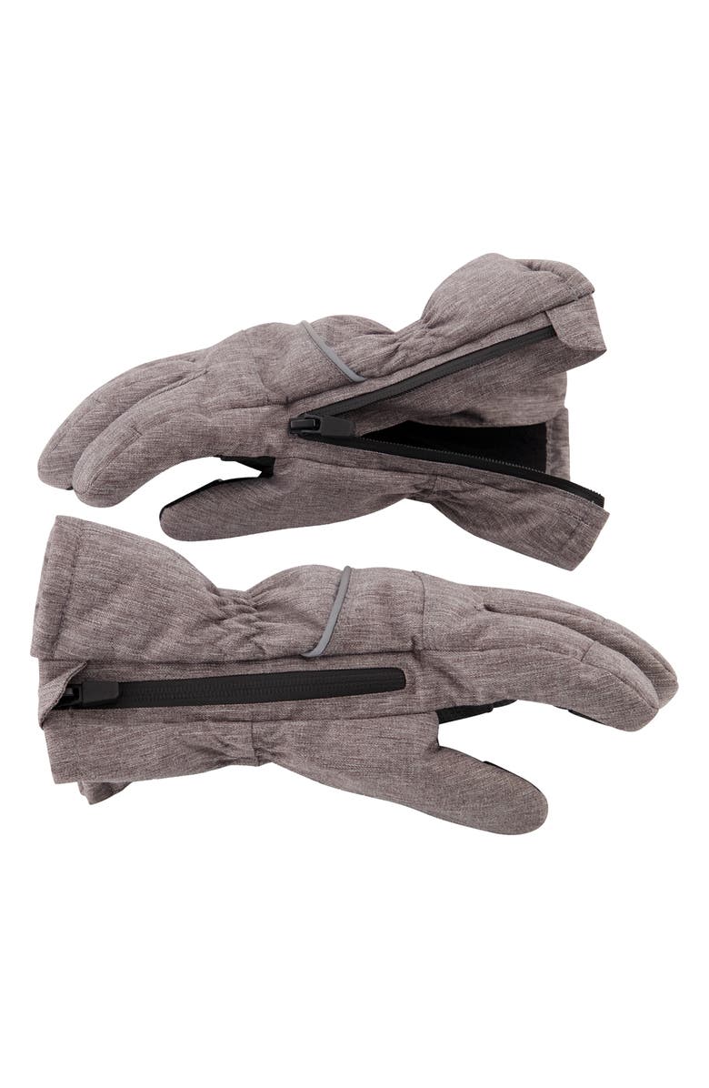 Andy & Evan Kids' Zip Gloves, Alternate, color, Grey