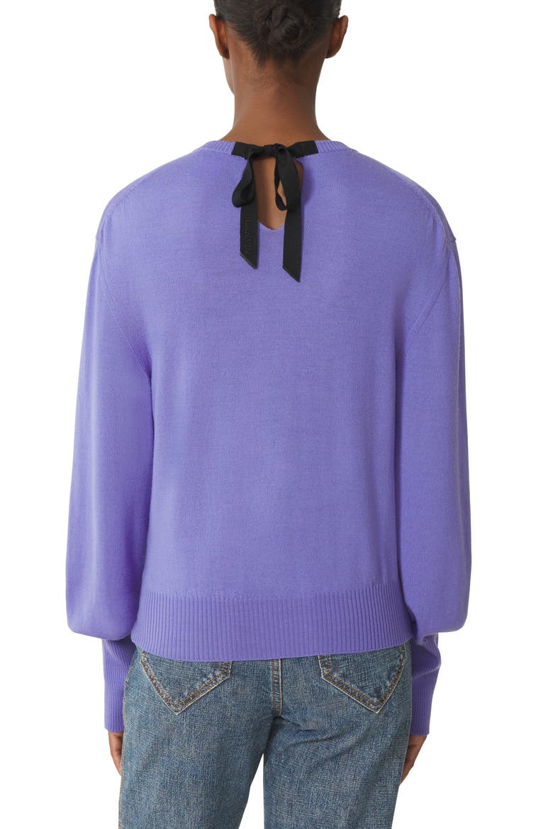 Purple Wool Sweater With Grosgrain Detail, Alternate, color, Lilac