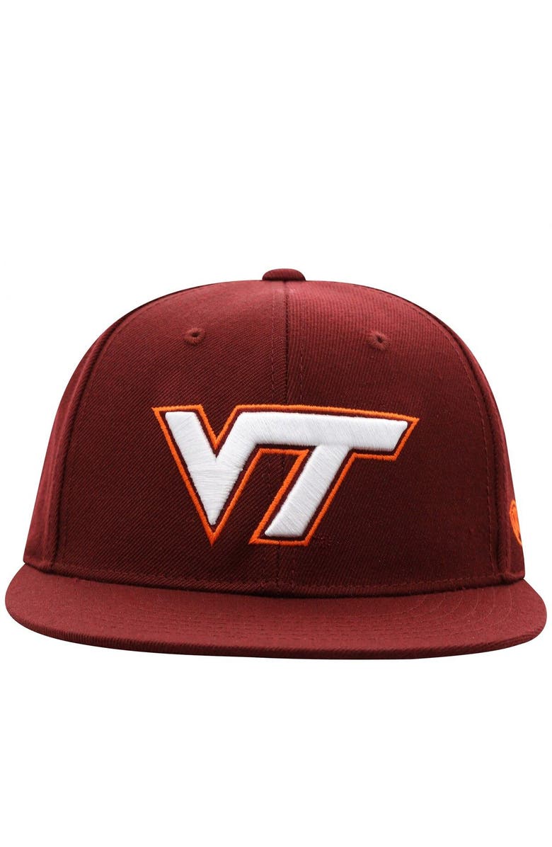 TOP OF THE WORLD Men's Top of the World Maroon Virginia Tech Hokies Team Color Fitted Hat, Alternate, color, Maroon