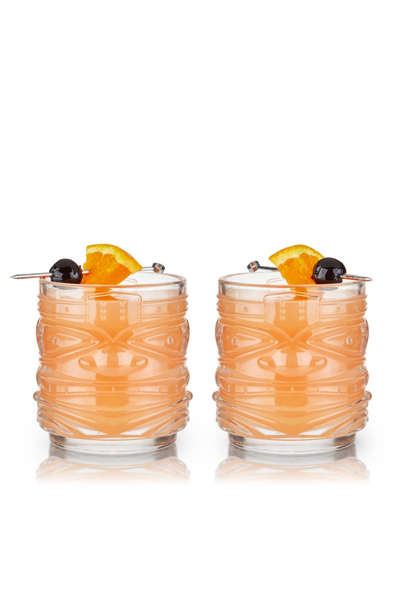 Pacific Crystal Tiki DOF Tumblers Set of 2, Alternate, color, Clear