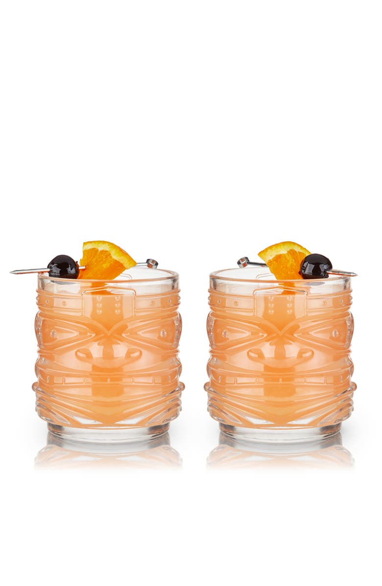 Viski Pacific Crystal Tiki DOF Tumblers Set of 2, Alternate, color, Clear