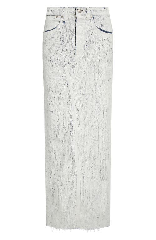 Mm6 Maison Margiela Bianchetto Painted Raw Edge Denim Maxi Skirt In White