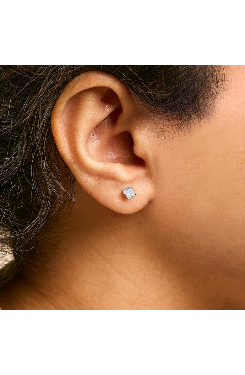 Haus of Brilliance 14K White Gold 1/2 Ct Princess Lab Grown Diamond Solitaire Stud Earrings, Alternate, color, White