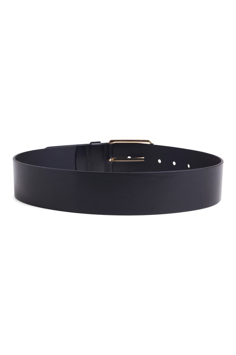 Icon 50mm Leather Waist Belt, Alternate, color, BLACK/ANTIQUE BRASS