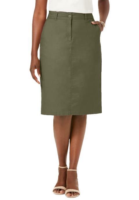 Stretch Cotton Chino Skirt (Plus)