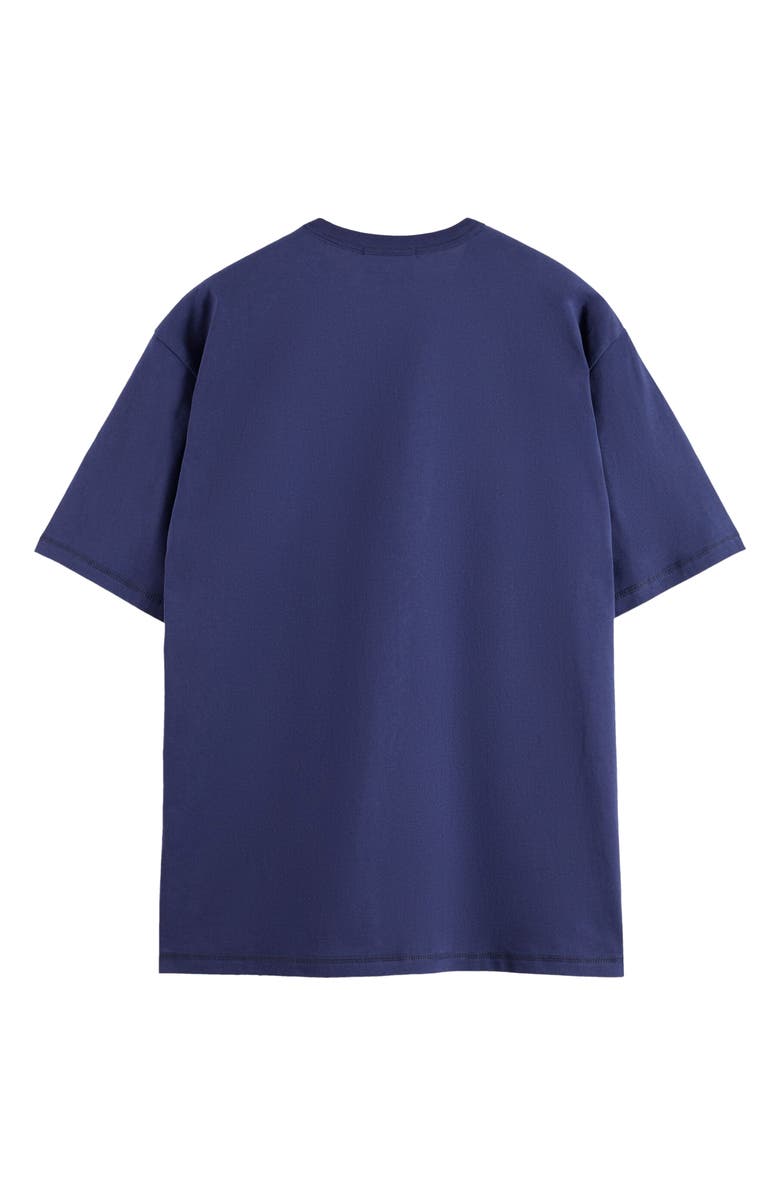 Scotch & Soda Loose Fit Leaf Embroidered Cotton T-Shirt, Alternate, color, Peacoat