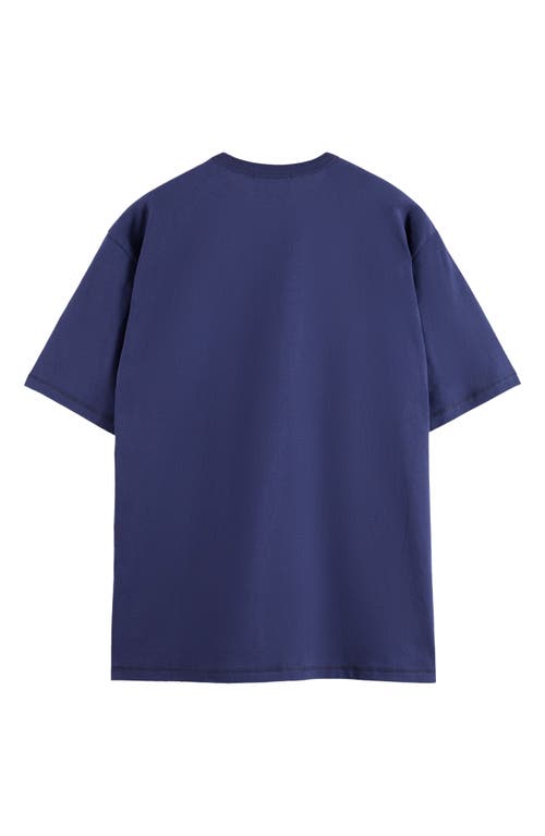 Scotch & Soda Loose Fit Leaf Embroidered Cotton T-shirt In Blue